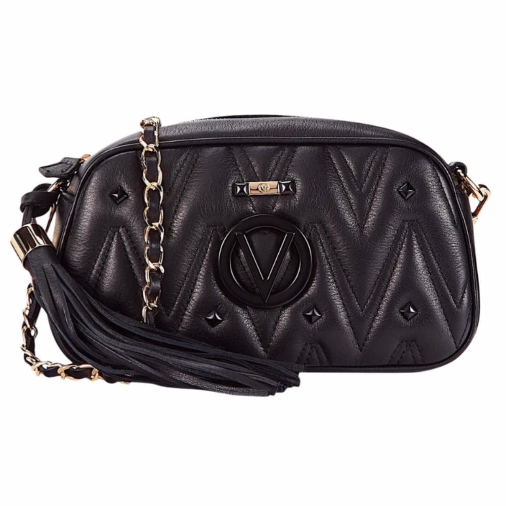 Mario Valentino Bella Quilted Black with Tag Leather Cross Body Bag